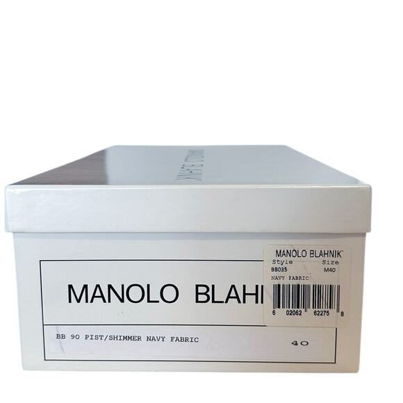 Manolo Blahnik BB 90 Navy Blue Leather Pointed Toe High Heel Pump 40 - Picture 8 of 11